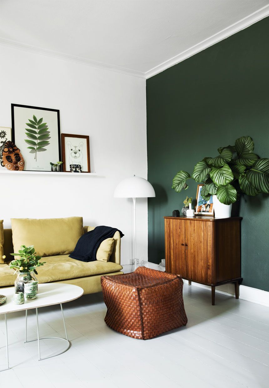Зеленые стены в гостиной: 30+ стильных примеров | myDecor