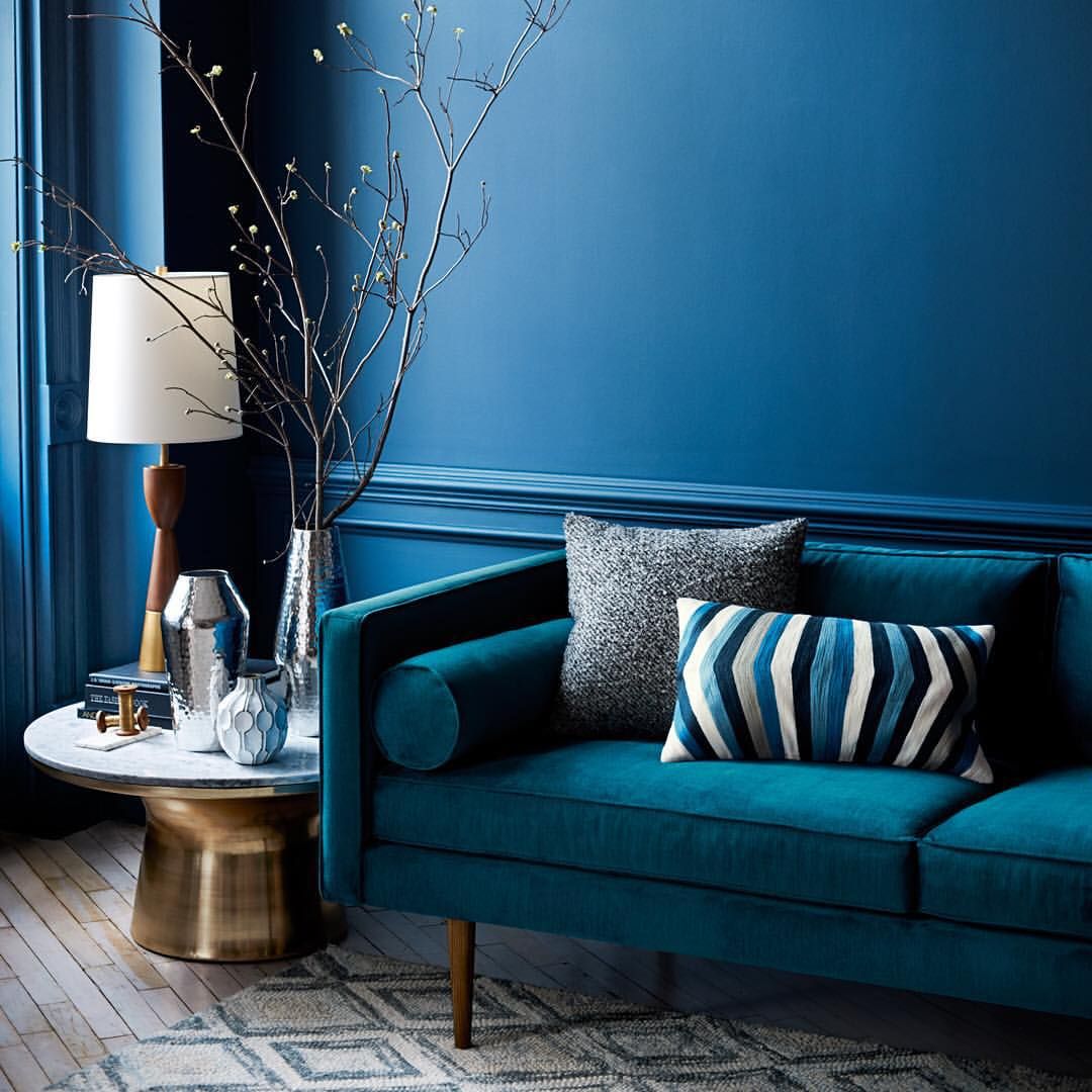 Синий цвет в интерьере: (55+ фото) идеи оформления комнаты
